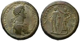 Commodus, AD 177-192. AE, Medallion. 47.32 g. 38.86 mm. Rome.
Obv: IMP CAES L AVREL COMMODVS GERM SARM. Bust of Commodus, laureate, and wearing aegis...