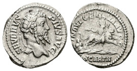 Septimius Severus, AD 193-211. AR, Denarius. 3.68 g. 19.74 mm. Rome.
Obv: SEVERVS PIVS AVG: Head of Septimius Severus, laureate, right
Rev: INDVLGENTI...