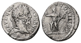 Septimius Severus, AD 193-211. AR, Denarius. 2.09 g. 17.96 mm. Rome.
Obv: SEVERVS PIVS AVG. Head of Septimius Severus, laureate, right.
Rev: [P M TR P...