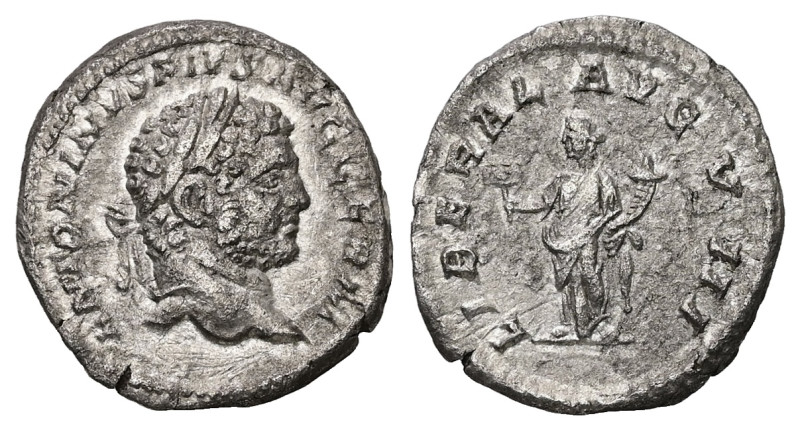 Caracalla, 198-217 AD. AR, Denarius. 2.74 g. 19.33 mm. Rome.
Obv: ANTONINVS PIVS...