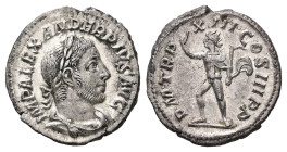 Severus Alexander, AD 222-235. AR, Denarius. 2,42 g. 19,11 mm. Rome.
Obv: IMP ALEXANDER PIVS AVG. Bust of Severus Alexander, laureate, draped, right.
...