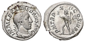 Severus Alexander, AD 222-235. AR, Denarius. 2.64 g. 19.20 mm. Rome.
Obv: IMP ALEXANDER PIVS AVG. Bust of Severus Alexander, laureate, draped, right.
...
