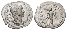 Severus Alexander, AD 222-235. AR, Denarius. 2.83 g. 21.28 mm. Rome.
Obv: IMP C M AVR SEV ALEXAND AVG. Bust of Severus Alexander, laureate, draped, ri...