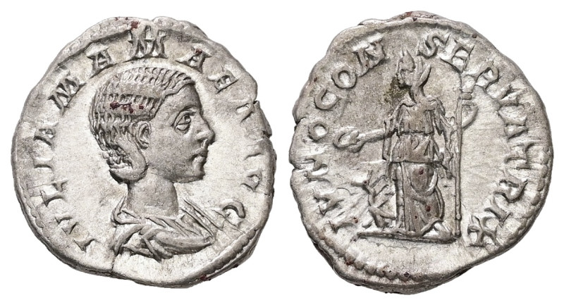 Julia Mamaea, AD 222-235. AR, Denarius. 3.32 g. 19.44 mm. Rome.
Obv: IVLIA MAMAE...