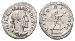 Maximinus I, AD 235-238. AR, Denarius. 3.38 g. 20.54 mm. Rome.
Obv: IMP MAXIMINVS PIVS AVG. Bust of Maximinus I, laureate, draped, cuirassed, right.
R...