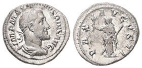 Maximinus I, AD 235-238. AR, Denarius. 3.88 g. 19.15 mm. Rome.
Obv: IMP MAXIMINVS PIVS AVG. Bust of Maximinus I, laureate, draped, cuirassed, right.
R...