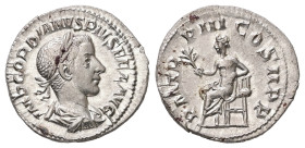 Gordian III, AD 238-244. AR, Denarius. 3.02 g. 20.30 mm. Rome.
Obv: IMP GORDIANVS PIVS FEL AVG. Bust of Gordian III, laureate, draped, cuirassed, righ...