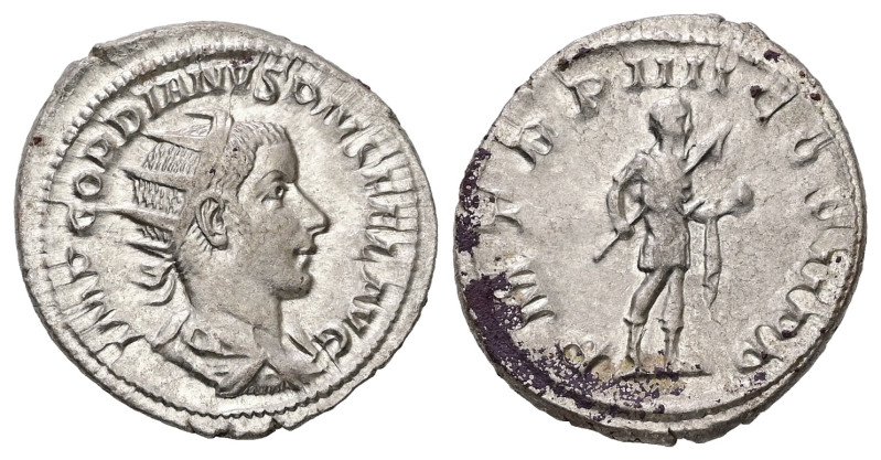 Gordian III, AD 238-244. AR, Antoninianus. 4.07 g. 21.68 mm. Rome.
Obv: IMP GORD...