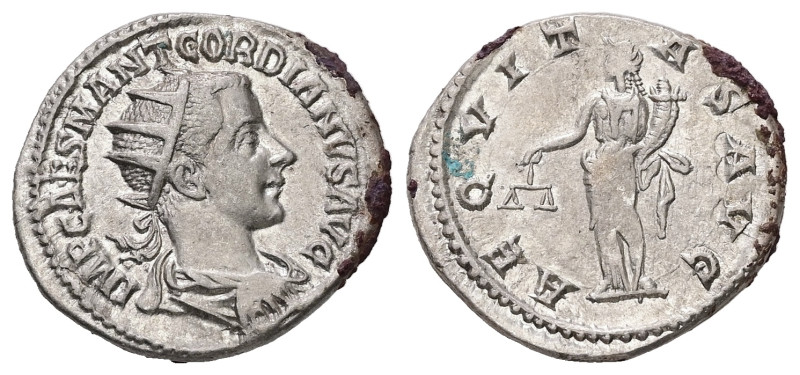 Gordian III, AD 238-244. AR, Antoninianus. 4.44 g. 22.73 mm. Rome.
Obv: IMP CAES...