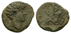 Thrace, Topirus. Marcus Aurelius Caesar, c. AD 144–161. AE. 1.95 g. 16.71 mm. Reign of Antoninus Pius.
Obv: ΟVΗΡΟϹ ΚΑΙϹΑΡ. Bare head of Marcus Aureliu...