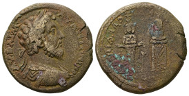 Ionia, Ephesus. Marcus Aurelius, c. AD 161-165. AE. 29.63 g. 35.79 mm. Homonoia with Sardis in Lydia.
Obv: Laureate-headed bust of Marcus Aurelius wea...