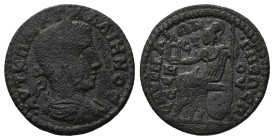 Ionia, Smyrna. Gallienus, AD 253-268. AE. 4.86 g. 22.73 mm. Magistrate, Marcus Aurelius Sextus.
Obv: AVT K ΠO ΛIKIN ΓAΛΛIHNOC. Laureate, draped bust ...