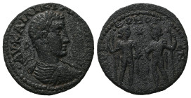 Ionia, Teos. Gallienus, AD 253-268. AE. 7.23 g. 25.91 mm.
Obv: ΑΥ ΚΑΙ ΛΙΚ ΓΑΛΛΙΗΝΟϹ. Laureate, draped and cuirassed bust of Gallienus, right.
Rev: Ϲ...