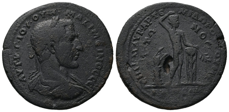 Lydia, Nysa. Maximinus, AD 235-238. AE. 23.62 g. 38.18 mm.
Obv: ΑΥΤ Κ Γ ΙΟΥ ΟΥΗ...