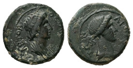 Phrygia, Aezanis. Pseudo-autonomous, AE. 2.67 g. 17.24 mm. Reign of Claudius? Magistrate, Asklas Charax.
Obv: ΘƐΟΝ [ϹΥΝΚ]ΛΗΤΟΝ. draped bust of Senate,...