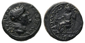 Phrygia, Amorium. Vespasian, AD 69-79. AE. 3.87 g. 17.72 mm.
Obv: ΟΥΕΣΠΑΣΙΑΝΟΣ ΚΑΙΣΑΡ. Laureate head of Vespasian, right.
Rev: ΕΠΙ Λ ΟΥΙΨΑΝΙΟΥ ΑΜΟΡΙΑΝ...