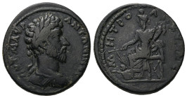 Galatia, Ancyra. Marcus Aurelius, AD 161-180. AE. 20.21 g. 30.52 mm.
Obv: ΑΥΤ Μ ΑΥΡ ΑΝΤΩΝΙΝΟϹ. Laureate-headed bust of Marcus Aurelius wearing cuirass...