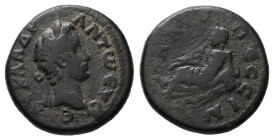 Galatia, Pessinus. Antoninus Pius, AD 138-161. AE. 5.73 g. 20.19 mm.
Obv: ΑΥ ΚΑ ΑΔΡ ΑΝΤω ΕΥϹΕ. Laureate head of Antoninus Pius, right.
Rev: ΓΑΛ ΤΟ ΠΕϹ...