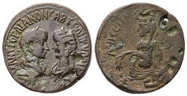 Mesopotamia, Singara? Gordian III, AD 238-244. AE. 24.71 g. 30.92 mm.
Obv: ΑΥΤΟΚ Κ Μ ΑΝΤ ΓΟΡΔΙΑΝΟΝ ϹΑΒ ΤΡΑΝΚΥΛΛΙΝΑ ϹΕΒ. Confronted busts of Gordian II...