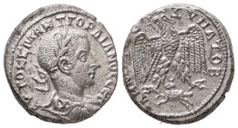 Syria, Antioch. Gordian III, AD 238-244. AR, Tetradrachm. 12.57 g. 24.75 mm.
Obv: ΑΥΤΟΚ Κ Μ ΑΝΤ ΓΟΡΔΙΑΝΟϹ ϹƐΒ. Laureate, draped and cuirassed bust of ...
