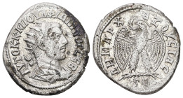 Syria, Antioch. Philip I, AD 244-249. AR, Tetradrachm. 12.11 g. 27.41 mm.
Obv: ΑΥΤΟΚ Κ Μ ΙΟΥΛ ΦΙΛΙΠΠΟϹ ϹΕΒ. Radiate and cuirassed bust of Philip I, ri...