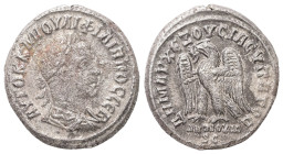 Syria, Antioch. Philip I, AD 244-249. AR, Tetradrachm. 11.92 g. 26.63 mm.
Obv: ΑΥΤΟΚ Κ Μ ΙΟΥΛΙ ΦΙΛΙΠΠΟϹ ϹƐΒ. Laureate and draped bust of Philip I, rig...