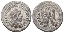 Syria, Antioch. Philip I, AD 244-249. AR, Tetradrachm. 10.58 g. 27.29 mm.
Obv: ΑΥΤΟΚ Κ Μ ΙΟΥΛΙ ΦΙΛΙΠΠΟϹ ϹƐΒ. Laureate and draped bust of Philip I, rig...