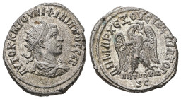 Syria, Antioch. Philip II, AD 247-249. AR, Tetradrachm. 11.54 g. 27.20 mm.
Obv: ΑΥΤΟΚ Κ Μ ΙΟΥΛΙ ΦΙΛΙΠΠΟϹ ϹΕΒ. Radiate, draped and cuirassed bust of Ph...