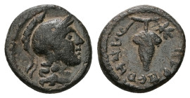 Mysia, Perperene. AE, 1.83 g. 14.83 mm. Pseudo-autonomous, late first century AD. (ca 69-96 AD.)
Obv.: Head of Athena, right, wearing Corinthian helme...