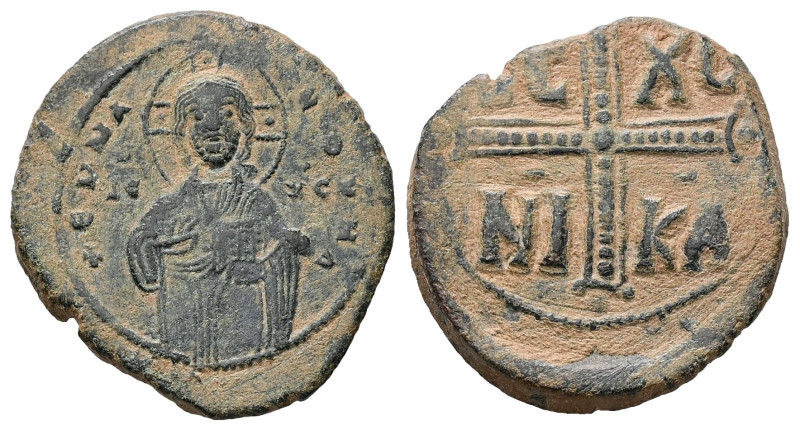 Anonymous Follis, Class C. Michael IV, AD 1034-1041. AE, Follis. 8.56 g. 28.65 m...