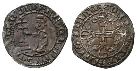 Knights of St. John. Grand Master Hélion de Villeneuve, AD 1319-1346. AR, Gigliato. 1.79 g. 21.23 mm.
Obv: [+ FR ЄLIOn D VILA [..]V[.] DI GRA mR]. Gra...