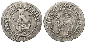 Armenia. Levon I, AD 1198-1219. AR, Double Tram. 5.14 g. 28.33 mm.
Obv: ԼԵԻՈՆ ԹԱԳԱԻՈՐ ՀԱՅՈՑ. (Translation: Levon King of the Armenians). King seated o...