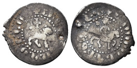 Armenia. Cilician Armenia, Royal. Levon II, AD 1270-1289. AR, Tram. 2.13 g. 21.16 mm.
Obv: King right on horseback; holding scepter; three pellets ar...
