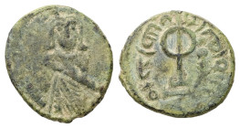 Arab-Byzantine . Abd al-Malik ibn Marwan (?), AH 685-708. AE, Fals. 2.72 g. 18.15 mm.