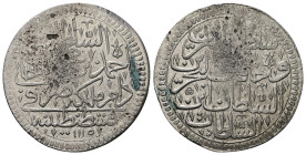 Islamic. Ottoman Empire. Ahmad III, AD 1703-1730 / AH 1115-1143. AR, Zolta (Zolota). 19.10 g. 39.07 mm. Qustantiniya (Constantinople). Dated 1703 AD /...