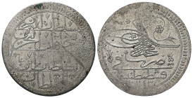 Islamic. Ottoman Empire. Ahmad III, 1703-1730 AD/ 1115-1143 AH. AR, Zolta (Zolota). 25.55 g. 39.20 mm. Qustantiniya (Constantinople). 
Obv: Tughra Ahm...