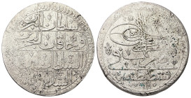 Islamic. Ottoman Empire. Ahmad III, 1703-1730 AD/ 1115-1143 AH. AR, Zolta (Zolota). 26.32 g. 38.47 mm. Qustantiniya (Constantinople). Dated 1703 AD / ...