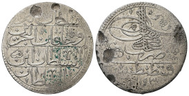 Islamic. Ottoman Empire. Ahmad III, 1703-1730 AD/ 1115-1143 AH. AR, Zolta (Zolota). 26.39 g. 38.30 mm. Qustantiniya (Constantinople). 
Obv: Tughra Ahm...