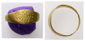 Greek gold finger ring (c. 4th century BC)

Weight: 1.97 g.
Diameter: 16.06 mm.