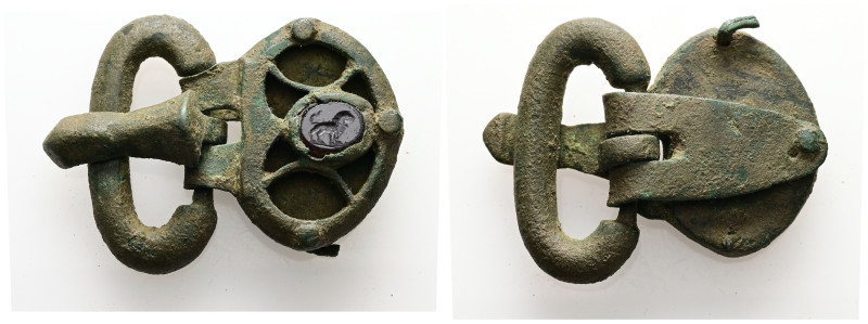 AE Early Byzantine belt-buckle with intaglio (c. AD 6th century)
Bronze belt-buc...