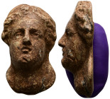 Hellenistic Lead aplique (c. 2nd century BC)
Lead aplique of a female head.
Weight: 152 g.
Diameter: 58.30 mm.