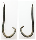 AE Greco-Roman bronze fish-hook (AD 1st–3rd centuries)
Bronze fish-hook.

Weight: 3.85 g.
Diameter: 54.77 mm.