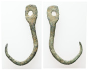 AE Greco-Roman bronze fish-hook (AD 1st–3rd centuries)
Bronze fish-hook.
Weight: 4.73 g.
Diameter: 47.05 mm.