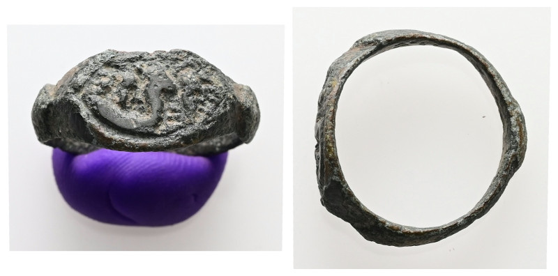Bronze finger-ring.
Weight: 3.03 g.
Diameter: 17.79 mm.
