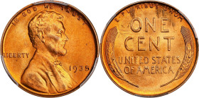 1935 Lincoln Cent. MS-67 RD (PCGS).
PCGS# 2641. NGC ID: 22DB.