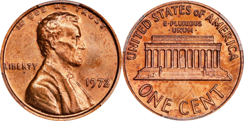 1972 Lincoln Cent. Doubled Die Obverse. MS-64 RD (PCGS).
PCGS# 2950. NGC ID: 22...