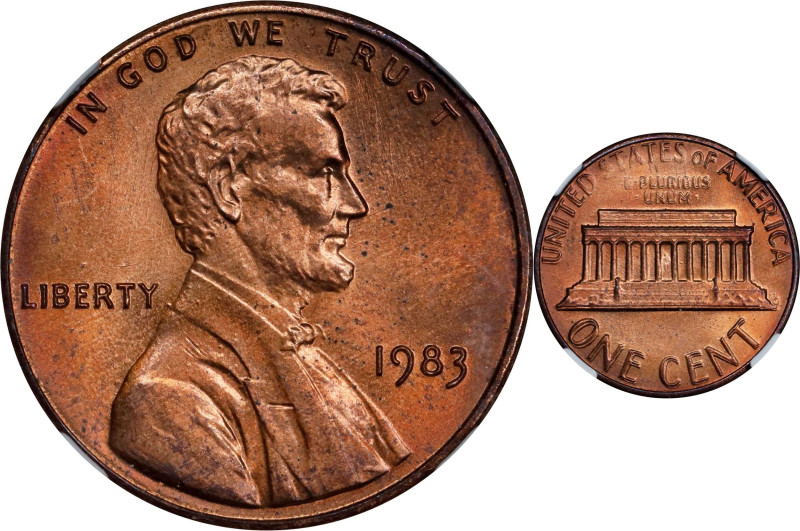 1983 Lincoln Cent. Doubled Die Reverse. MS-64 RB (NGC).
PCGS# 3055. NGC ID: 22H...