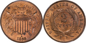 1865 Two-Cent Piece. Fancy 5. MS-65 RB (PCGS).
PCGS# 38257. NGC ID: 22NA.