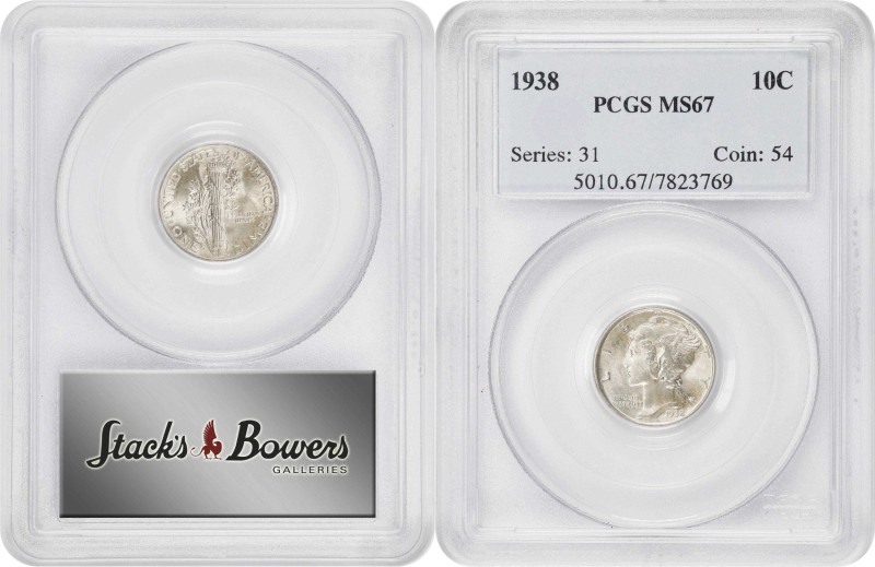 Lot of (3) Certified 1938-Dated Mercury Dimes.
Included are: 1938 MS-67 (PCGS);...