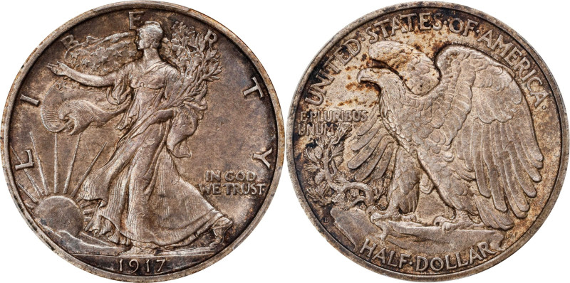 1917-D Walking Liberty Half Dollar. Reverse Mintmark. AU-55 (PCGS).
PCGS# 6571....